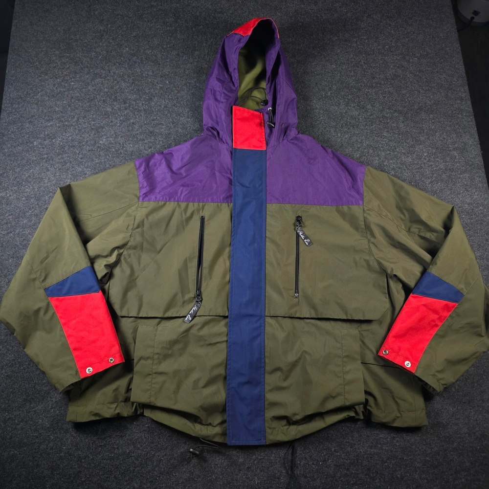 Martine Rose Colorblock Hooded Windbreaker Jacket Olive Purple Minimalist Mens S